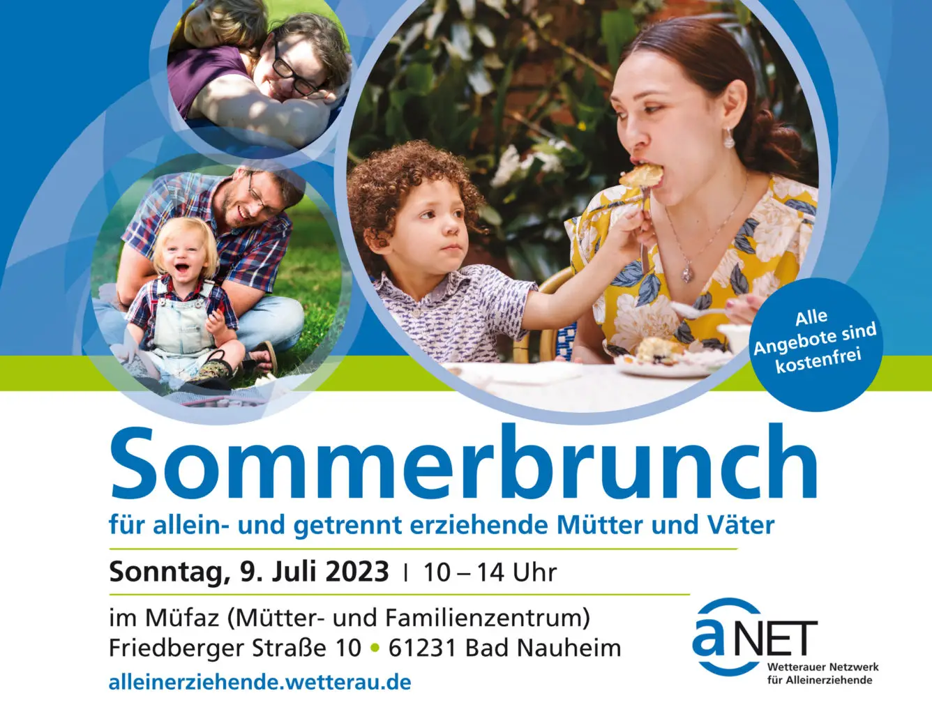 Tolle Veranstaltung: Sommerbrunch für allein- und getrennt erziehende Mütter und Väter am Sonntag, den 9. Juli 2023 von 10-14 Uhr im Müfaz Bad Nauheim